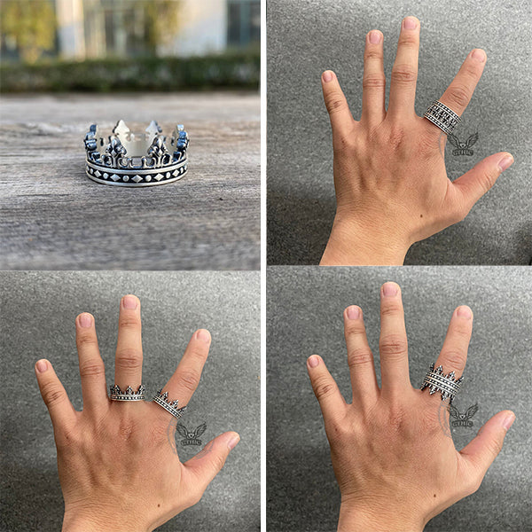 Vintage Crown Design Sterling Silver Ring