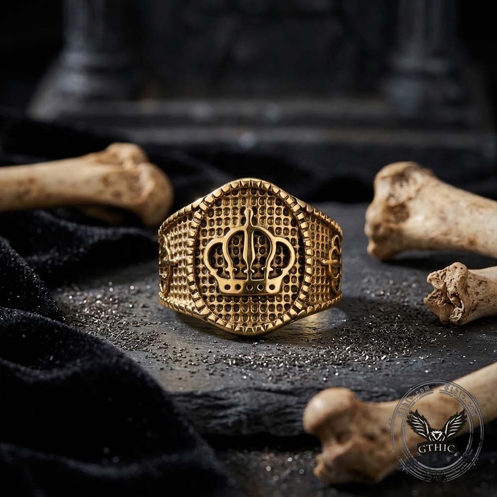 Vintage Crown Pattern Stainless Steel Ring
