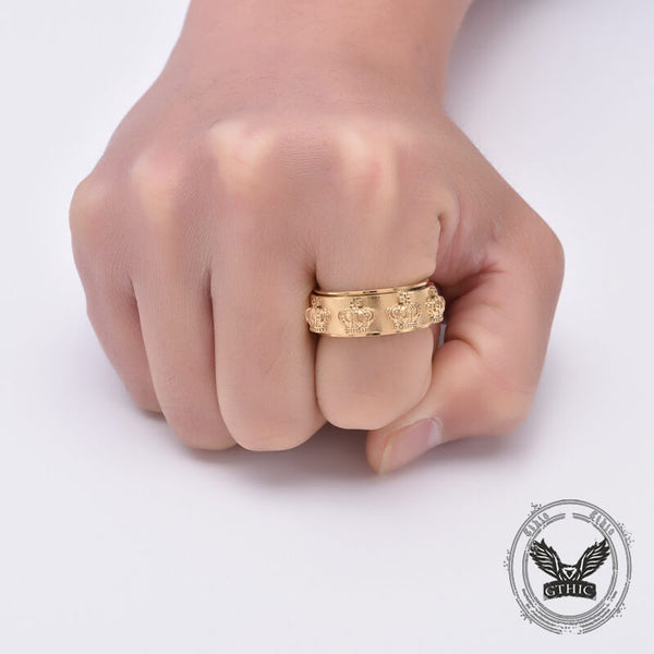 Vintage Crown Stainless Steel Spinner Ring 02 | Gthic.com