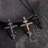 Vintage Crucifixion of Jesus Stainless Steel Cross Pendant