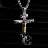 Vintage Crucifixion of Jesus Stainless Steel Cross Pendant