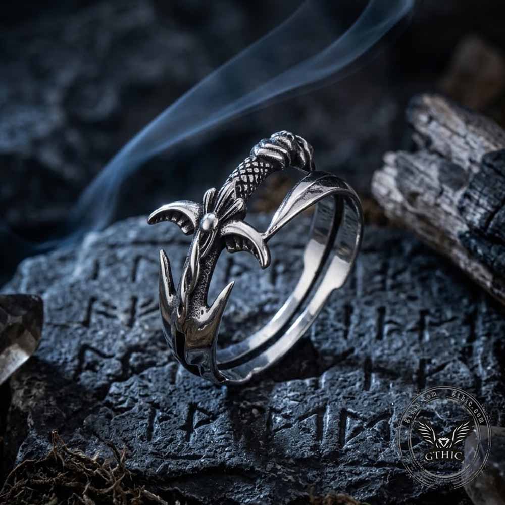 Vintage Curved Sword Stainless Steel Ring | Gthic.com