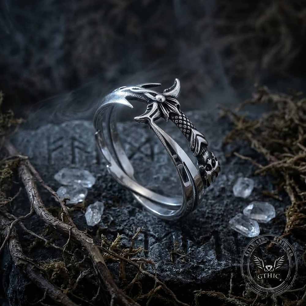 Vintage Curved Sword Stainless Steel Ring