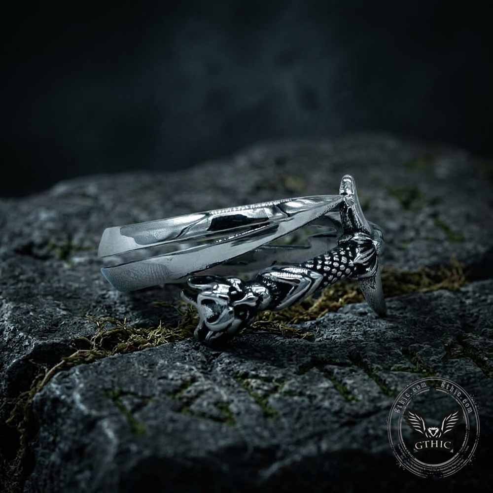 Vintage Curved Sword Stainless Steel Ring