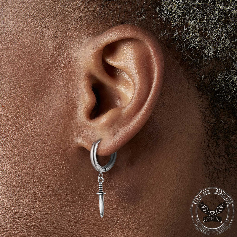 Vintage Dagger Design Stainless Steel Earrings 02 | Gthic.com