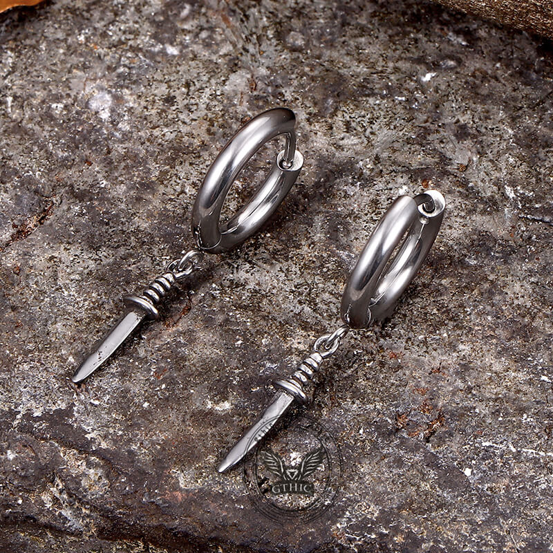 Vintage Dagger Design Stainless Steel Earrings | Gthic.com