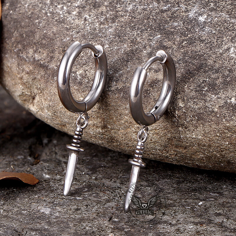 Vintage Dagger Design Stainless Steel Earrings | Gthic.com