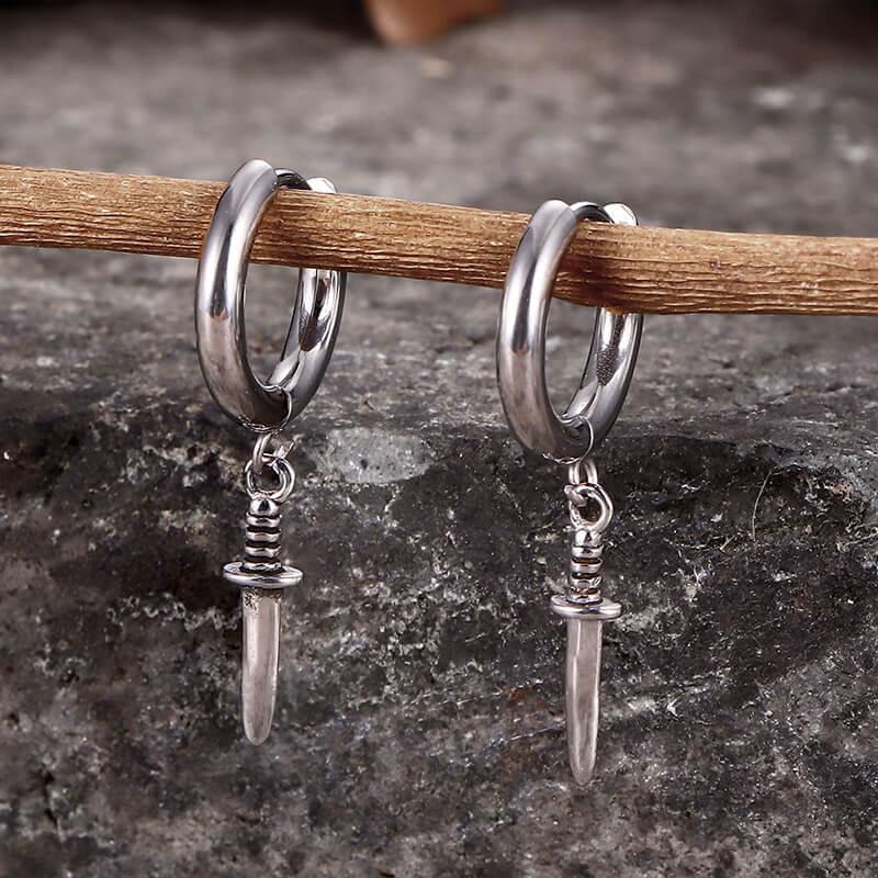 Vintage Dagger Design Stainless Steel Earrings | Gthic.com