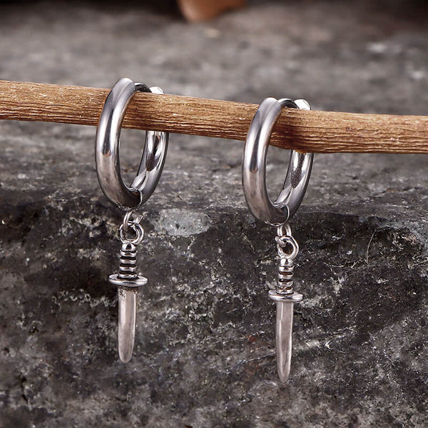 Vintage Dagger Design Stainless Steel Earrings | Gthic.com