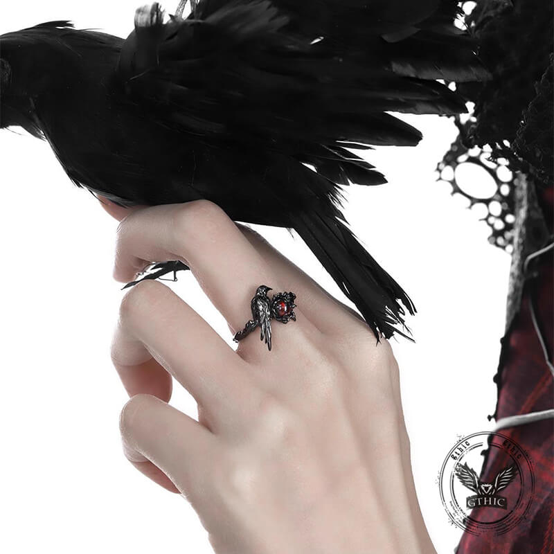 Vintage Dark Crow Copper CZ Open Ring | Gthic.com
