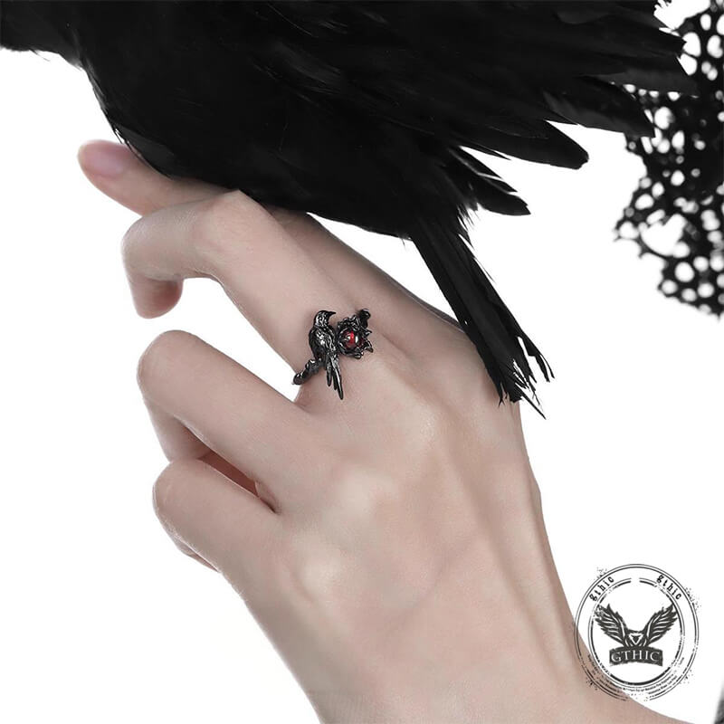 Vintage Dark Crow Copper CZ Open Ring | Gthic.com