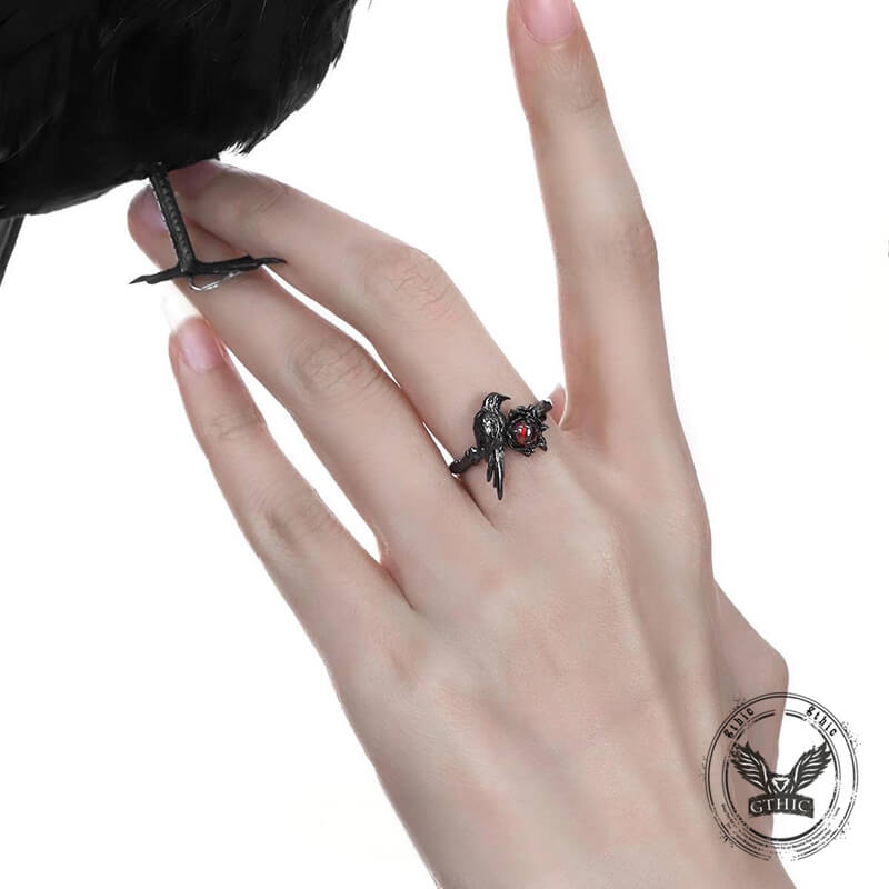 Vintage Dark Crow Copper CZ Open Ring | Gthic.com