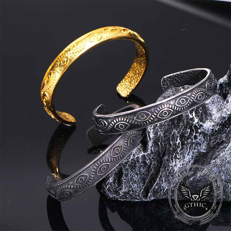 Vintage Devil Eye Stainless Steel Cuff Bracelet 01 | Gthic.com
