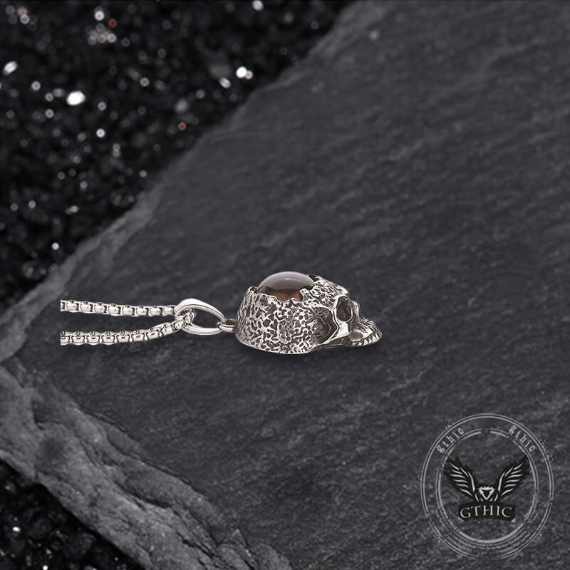 Vintage Devil Eye Stainless Steel Skull Pendant
