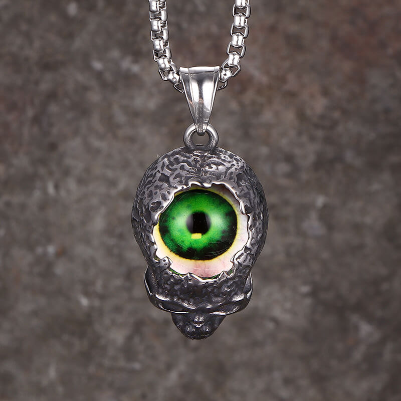Vintage Devil Eye Stainless Steel Skull Pendant | Gthic.com