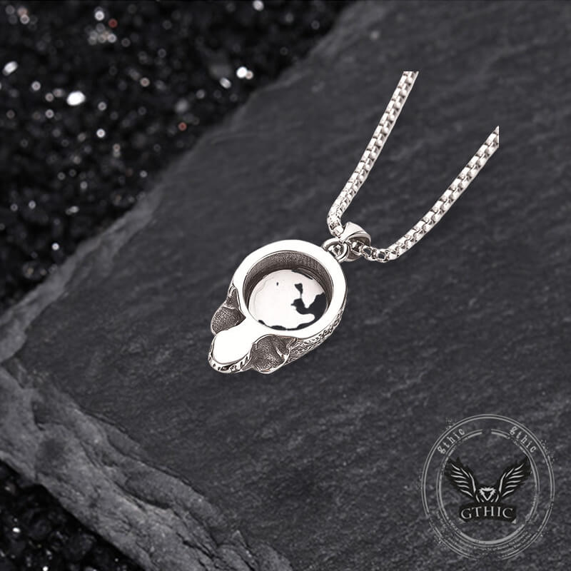 Vintage Devil Eye Stainless Steel Skull Pendant
