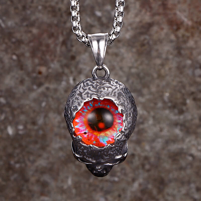 Vintage Devil Eye Stainless Steel Skull Pendant | Gthic.com