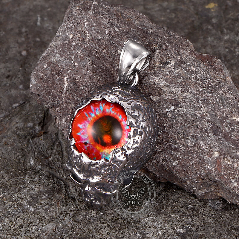 Vintage Devil Eye Stainless Steel Skull Pendant