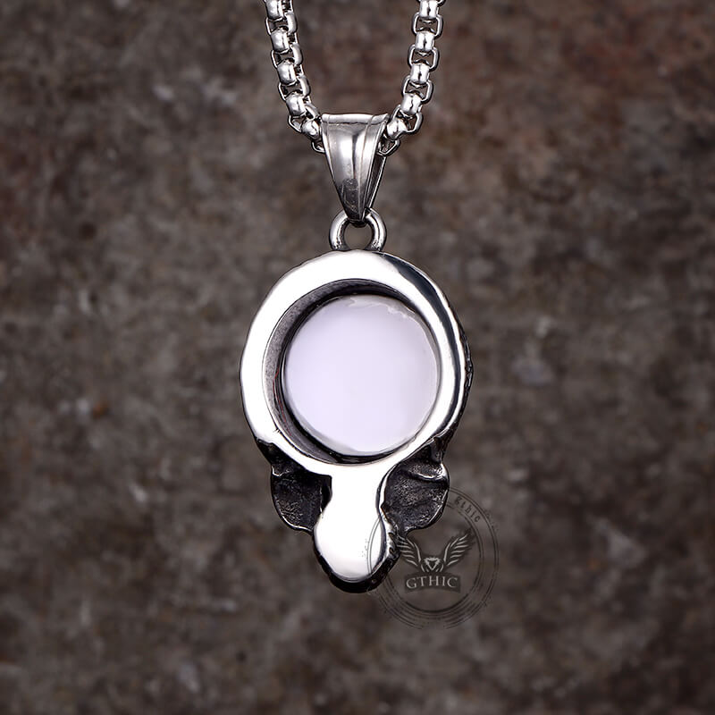Vintage Devil Eye Stainless Steel Skull Pendant