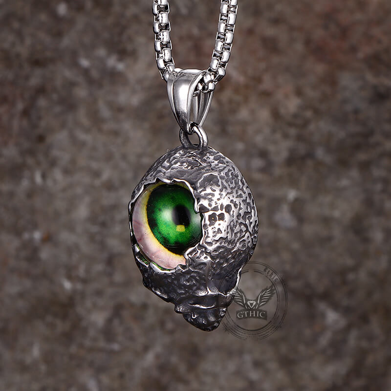 Vintage Devil Eye Stainless Steel Skull Pendant