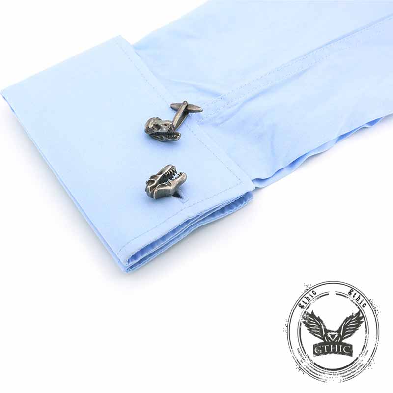Vintage Dinosaur Skull Copper Cufflinks 03 | Gthic.com