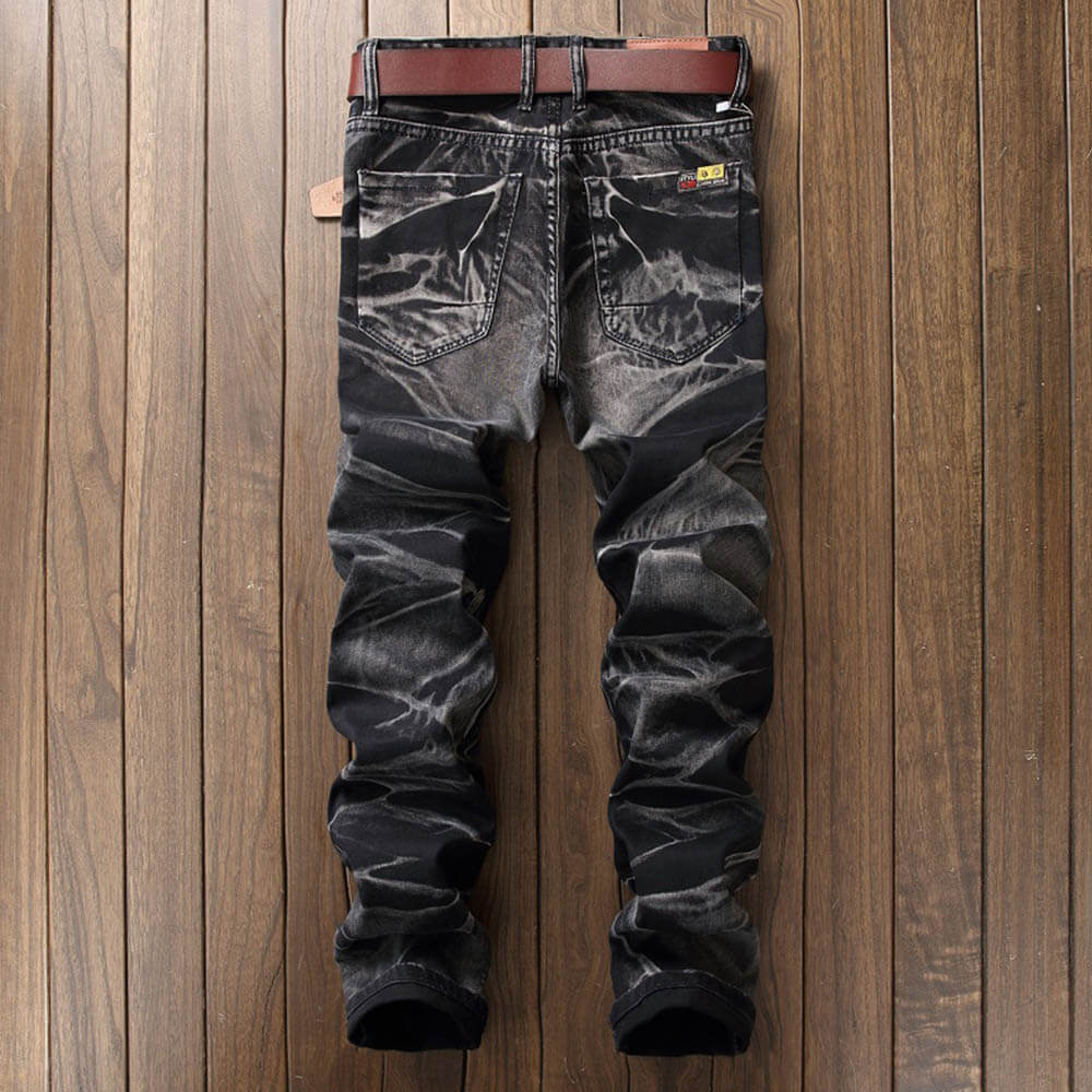 Pantaloni punk da uomo in cotone con stampa teschio patch