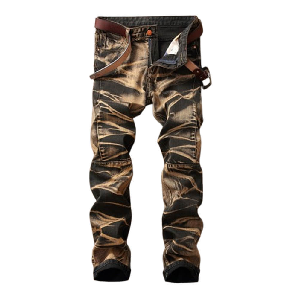 Pantaloni punk da uomo in cotone con stampa teschio patch