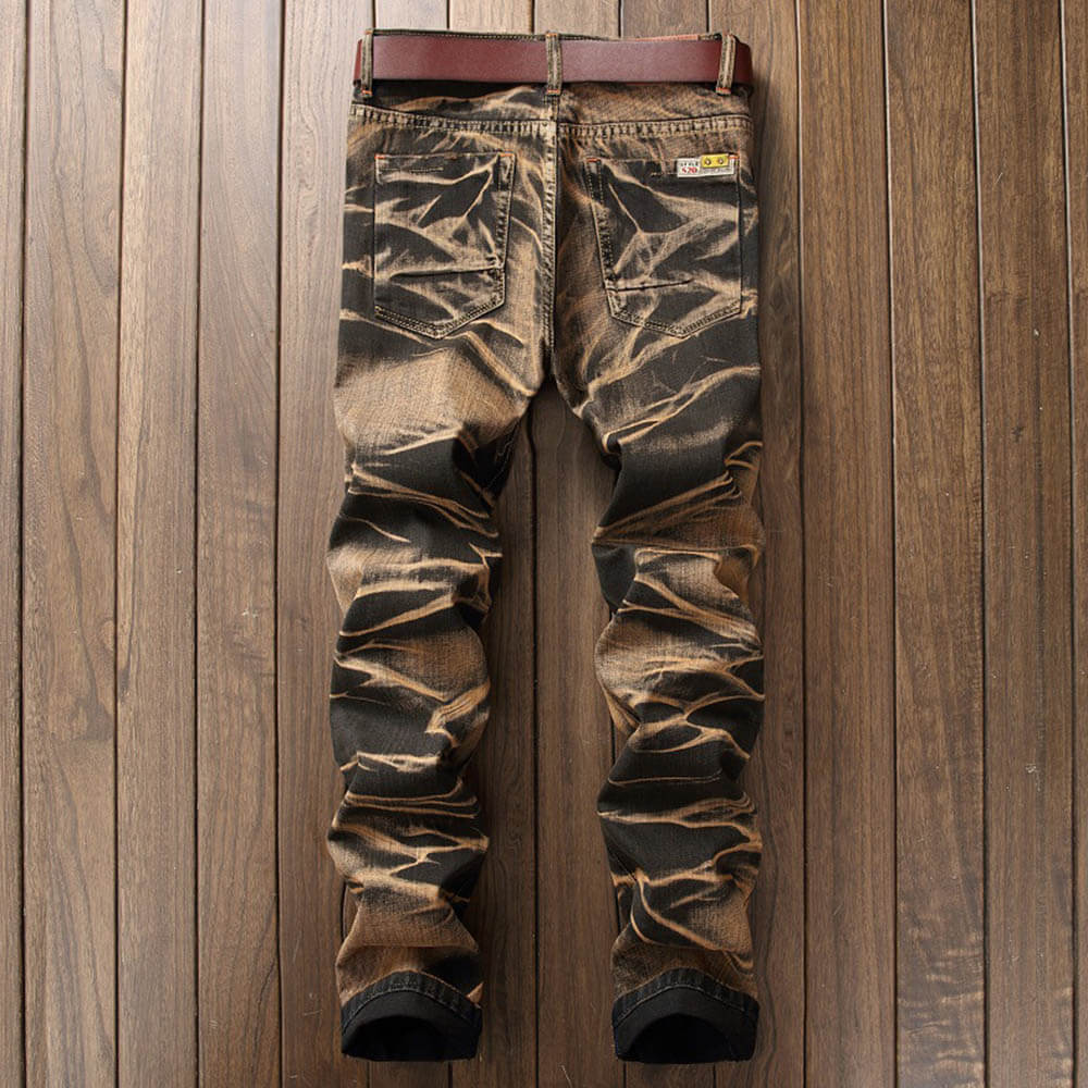 Pantaloni punk da uomo in cotone con stampa teschio patch