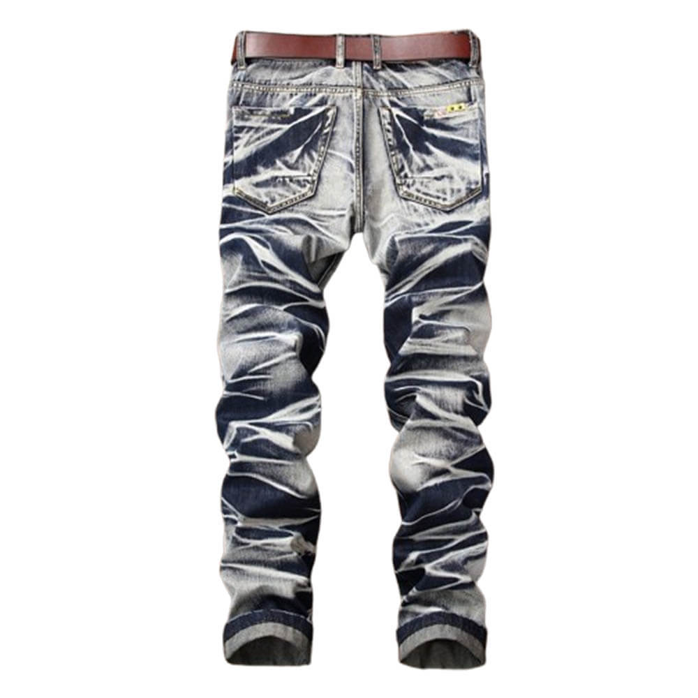 Pantaloni punk da uomo in cotone con stampa teschio patch