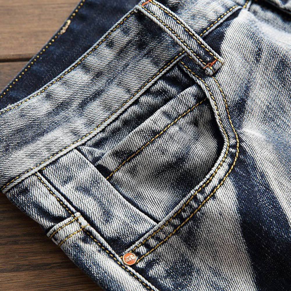 Pantaloni punk da uomo in cotone con stampa teschio patch