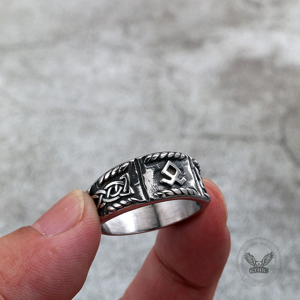 Vintage Distressed Celtic Knot Stainless Steel Viking Ring