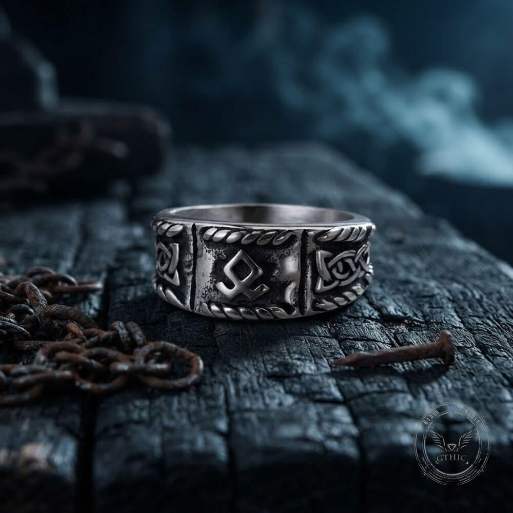 Vintage Distressed Celtic Knot Stainless Steel Viking Ring