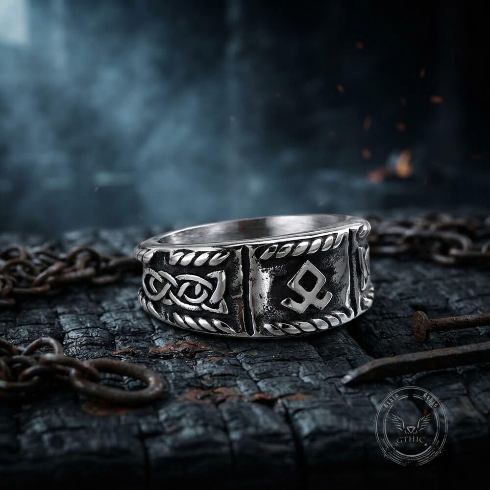 Vintage Distressed Celtic Knot Stainless Steel Viking Ring | Gthic.com