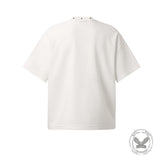 Vintage Distressed Cross-Print Waffle-Knit Loose T-Shirt