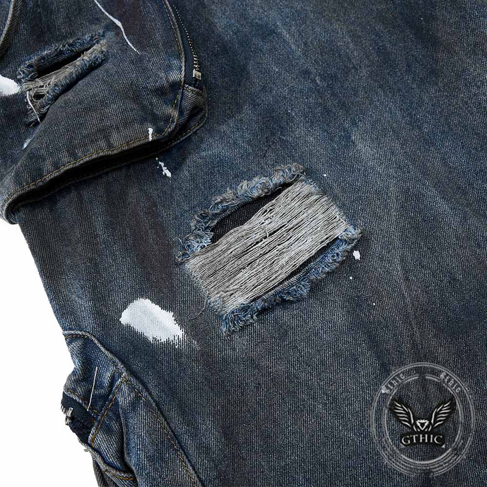 Vintage Distressed Dirty Multi-Pocket Baggy Jeans