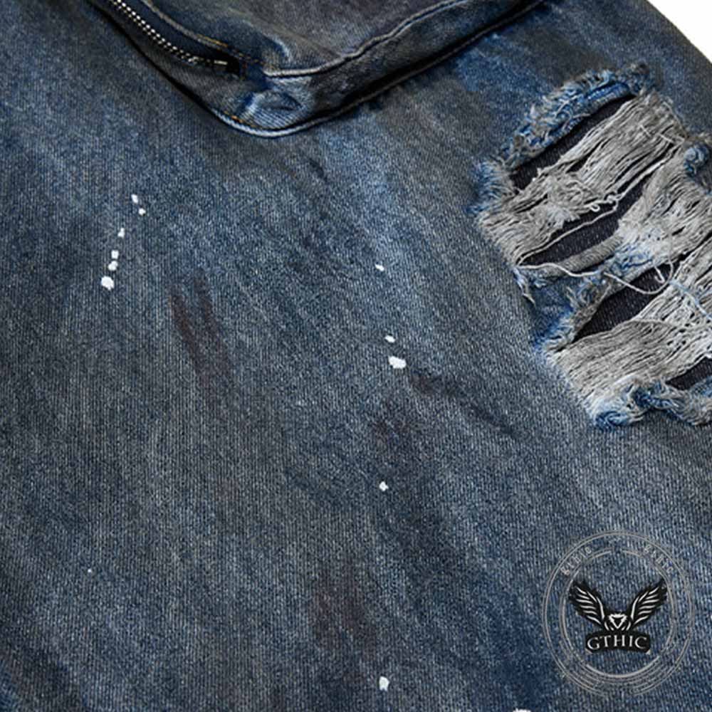 Vintage Distressed Dirty Multi-Pocket Baggy Jeans