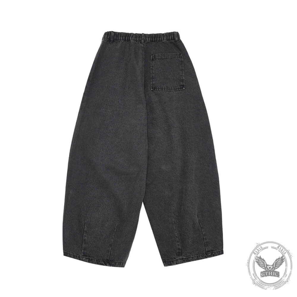 Vintage Distressed Loose Wide-Leg Lantern Jeans 03 | Gthic.com