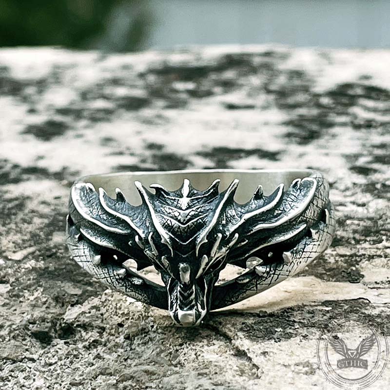 Vintage Domineering Dragon Head Sterling Silver Ring