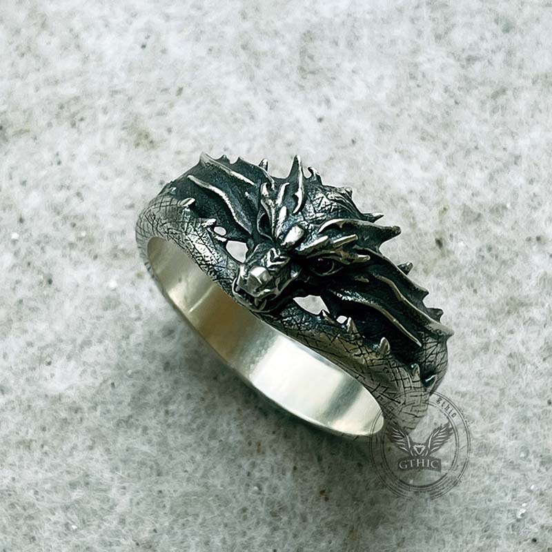 Vintage Domineering Dragon Head Sterling Silver Ring