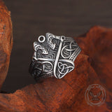 Vintage Double Axe Celtic Knot Stainless Steel Viking Ring | Gthic.com