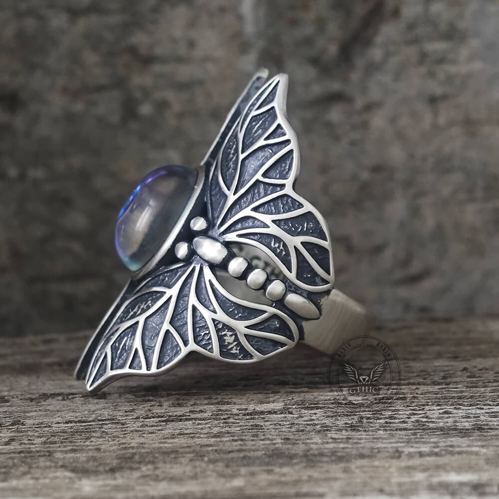 Vintage Double Butterfly Gem Sterling Silver Ring