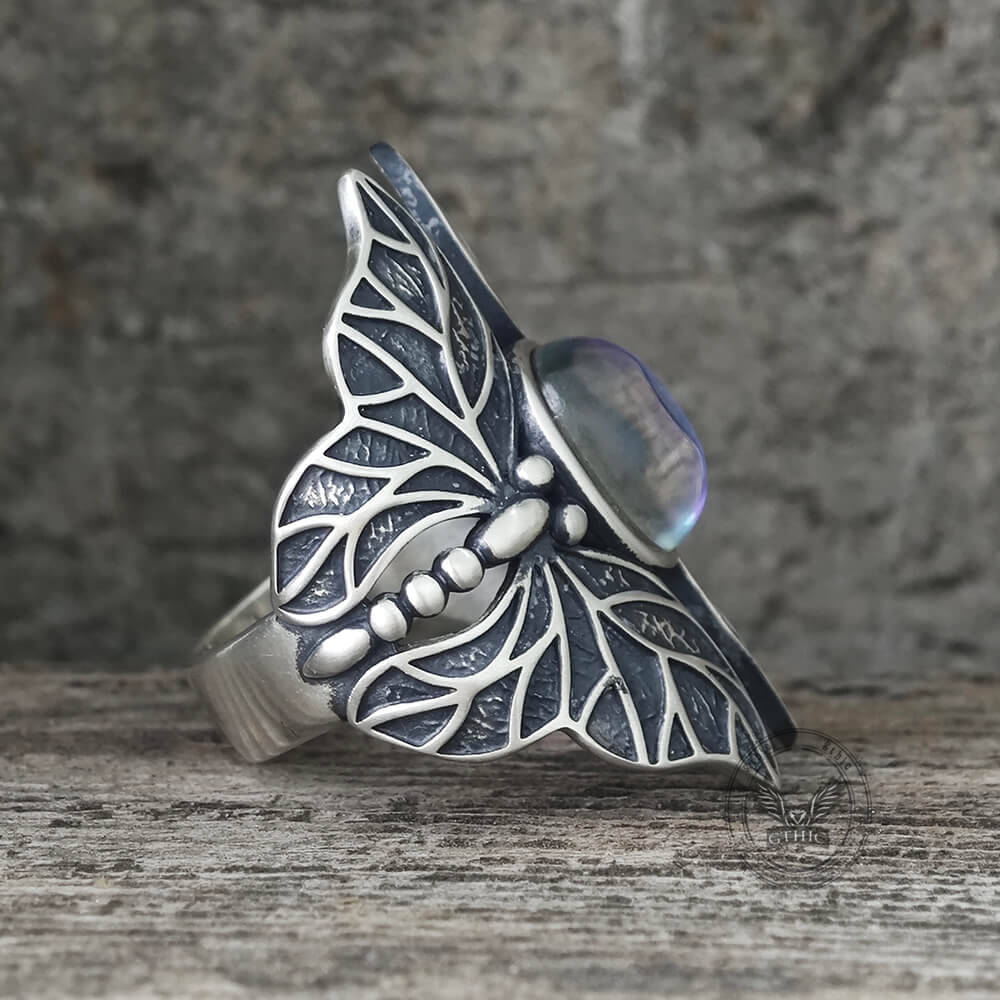 Vintage Double Butterfly Gem Sterling Silver Ring