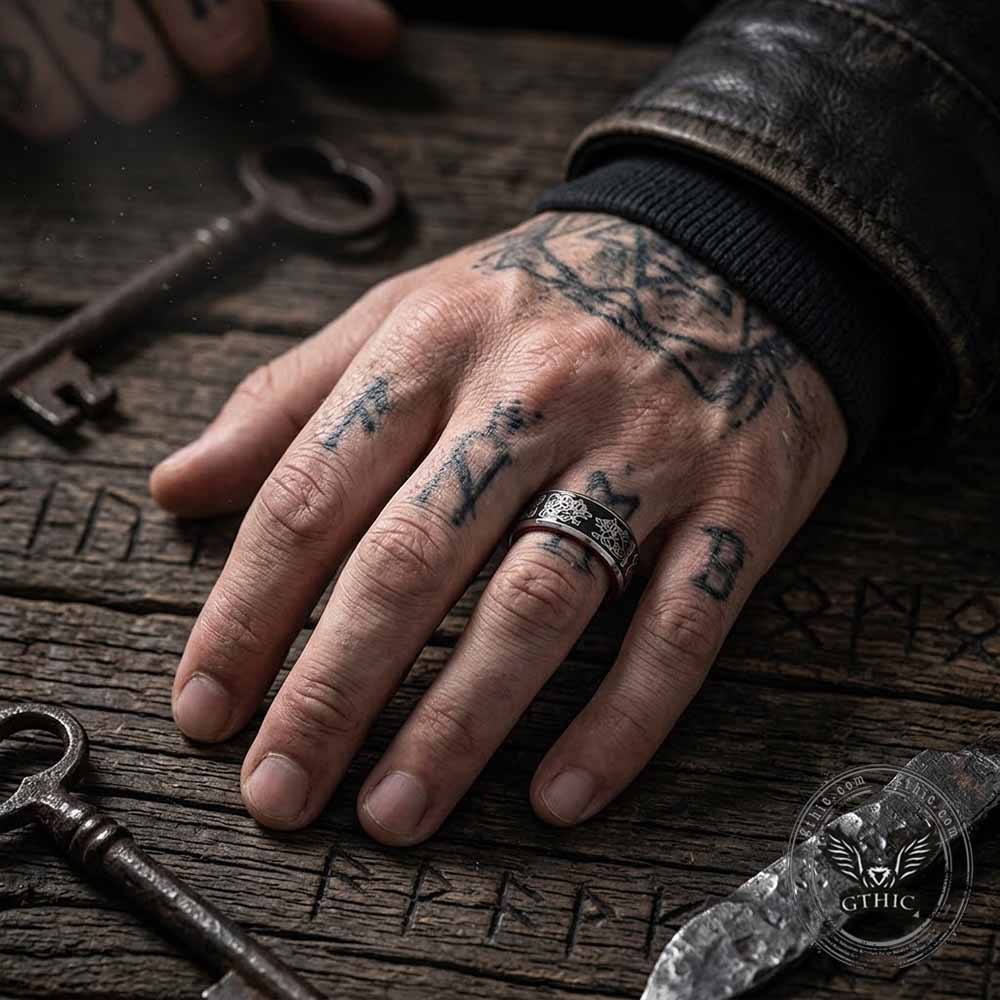 Vintage Double Dragon Celtic Knot Stainless Steel Ring | Gthic.com