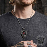 Vintage Double Dragon Gem Sword Stainless Steel Pendant | Gthic.com
