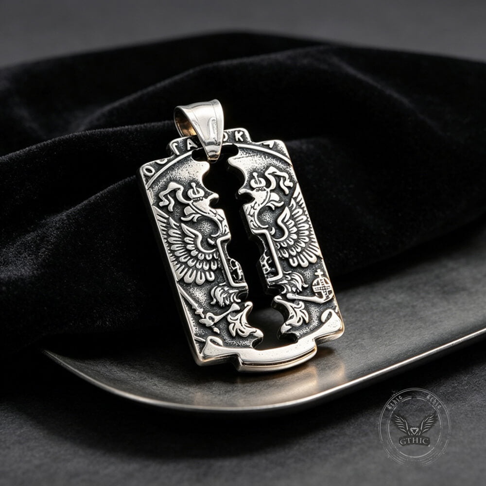 Vintage Double Eagle Stainless Steel Hollow Tag Pendant