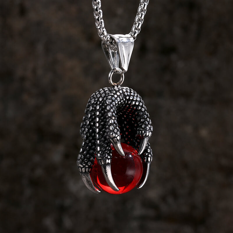 Vintage Dragon Claw Agate Stainless Steel Pendant | Gthic.com