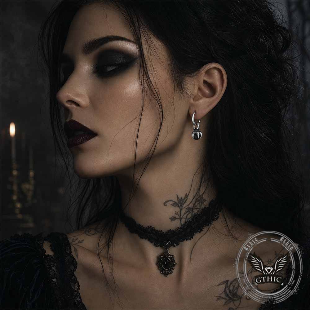 Vintage Dragon Claw Black Agate Stainless Steel Earrings | Gthic.com
