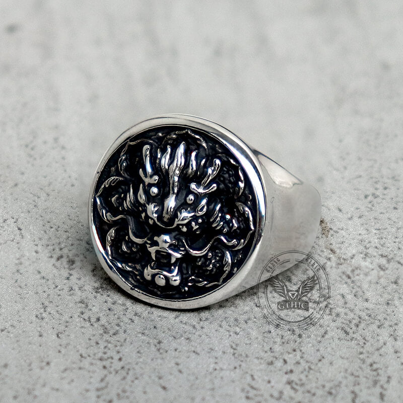 Vintage Dragon Head Pattern Stainless Steel Ring