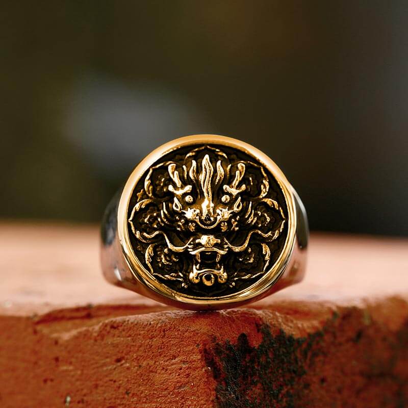 Vintage Dragon Head Pattern Stainless Steel Ring
