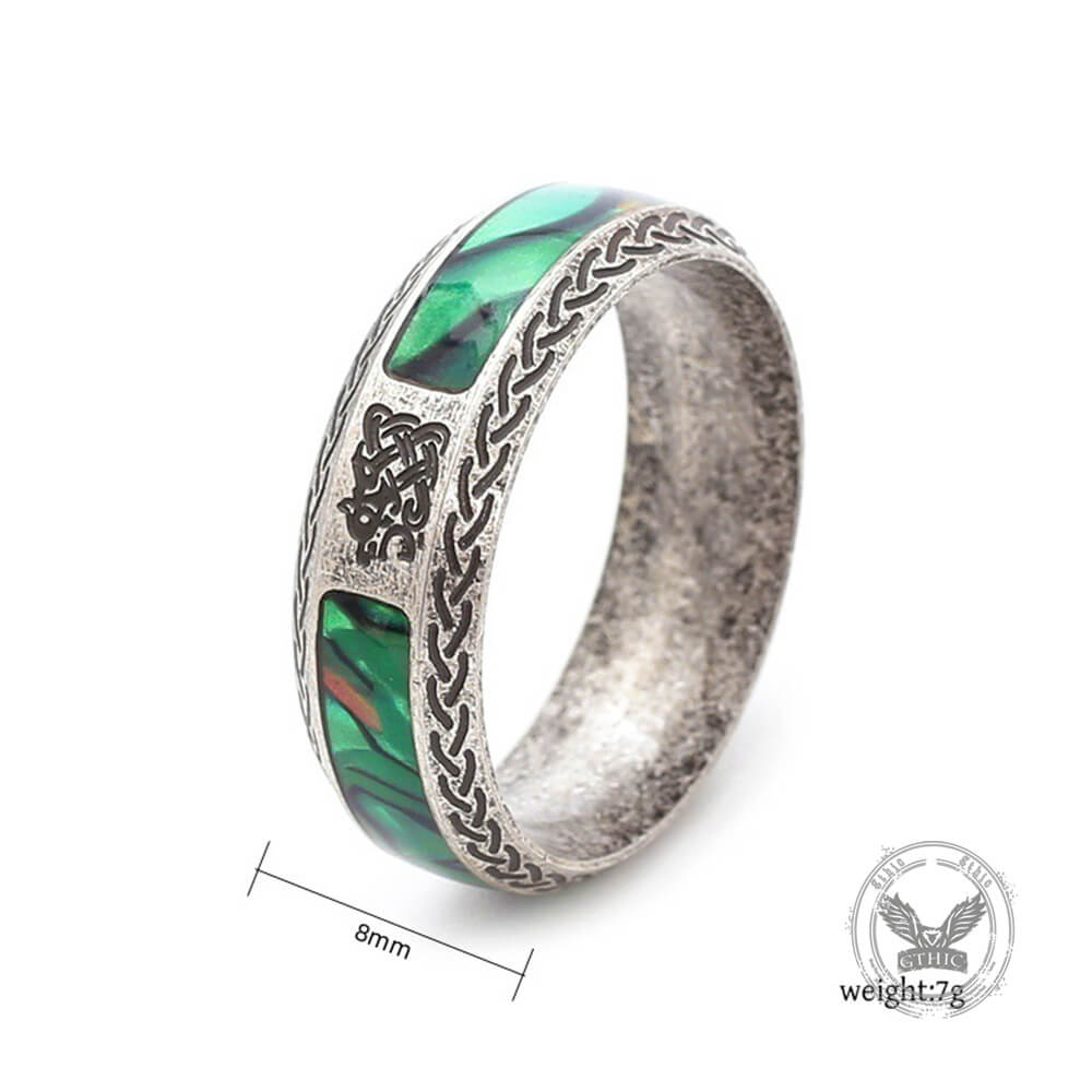 Vintage Dragon Head Seashell Stainless Steel Viking Ring